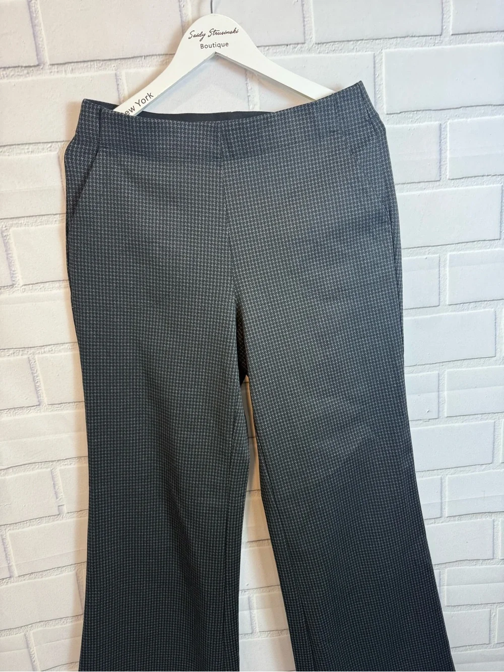 Max Studio London Bootcut Pants Gray Black Stretch Career Dress Pants Size L NWT
